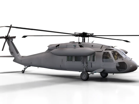 Helicopter UH-60 Black Hawk Grey Livery Basic Animation --38-- 3D Model