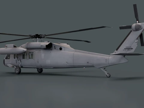 Helicopter UH-60 Black Hawk Grey Livery Basic Animation --38-- 3D Model