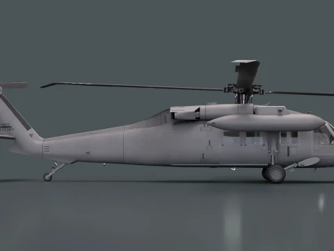 Helicopter UH-60 Black Hawk Grey Livery Basic Animation --38-- 3D Model