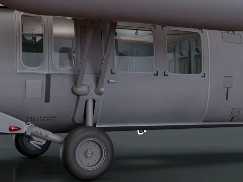 Helicopter UH-60 Black Hawk Grey Livery Basic Animation --38-- 3D Model