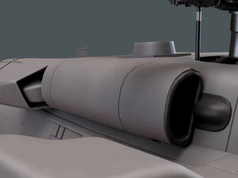 Helicopter UH-60 Black Hawk Grey Livery Basic Animation --38-- 3D Model