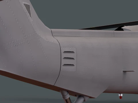 Helicopter UH-60 Black Hawk Grey Livery Basic Animation --38-- 3D Model