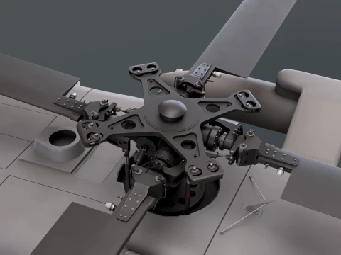 Helicopter UH-60 Black Hawk Grey Livery Basic Animation --38-- 3D Model