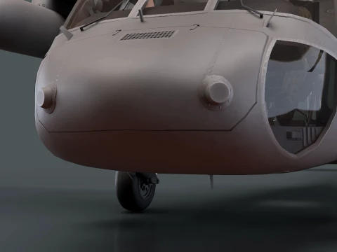 Helicopter UH-60 Black Hawk Grey Livery Basic Animation --38-- 3D Model