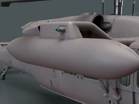 Helicopter UH-60 Black Hawk Grey Livery Basic Animation --38-- 3D Model