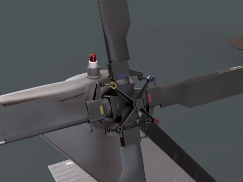 Helicopter UH-60 Black Hawk Grey Livery Basic Animation --38-- 3D Model