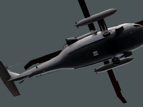 Helicopter UH-60 Black Hawk Grey Livery Basic Animation --38-- 3D Model