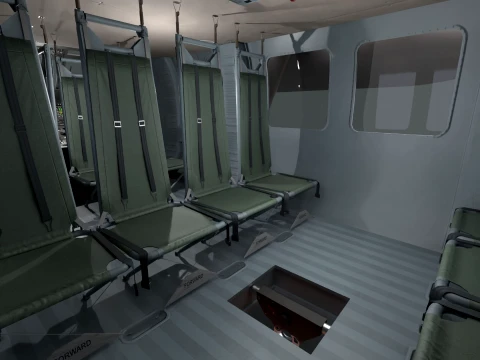 Helicopter UH-60 Black Hawk Grey Livery Basic Animation --38-- 3D Model