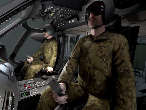 Helicopter UH-60 Black Hawk Grey Livery Basic Animation --38-- 3D Model