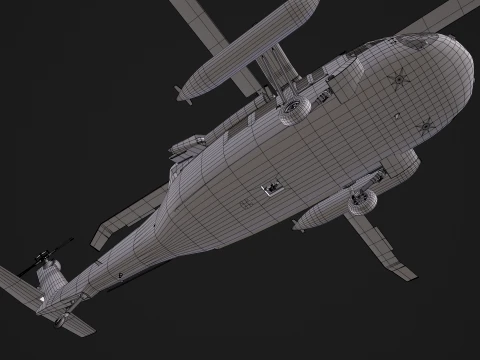Helicopter UH-60 Black Hawk Grey Livery Basic Animation --38-- 3D Model