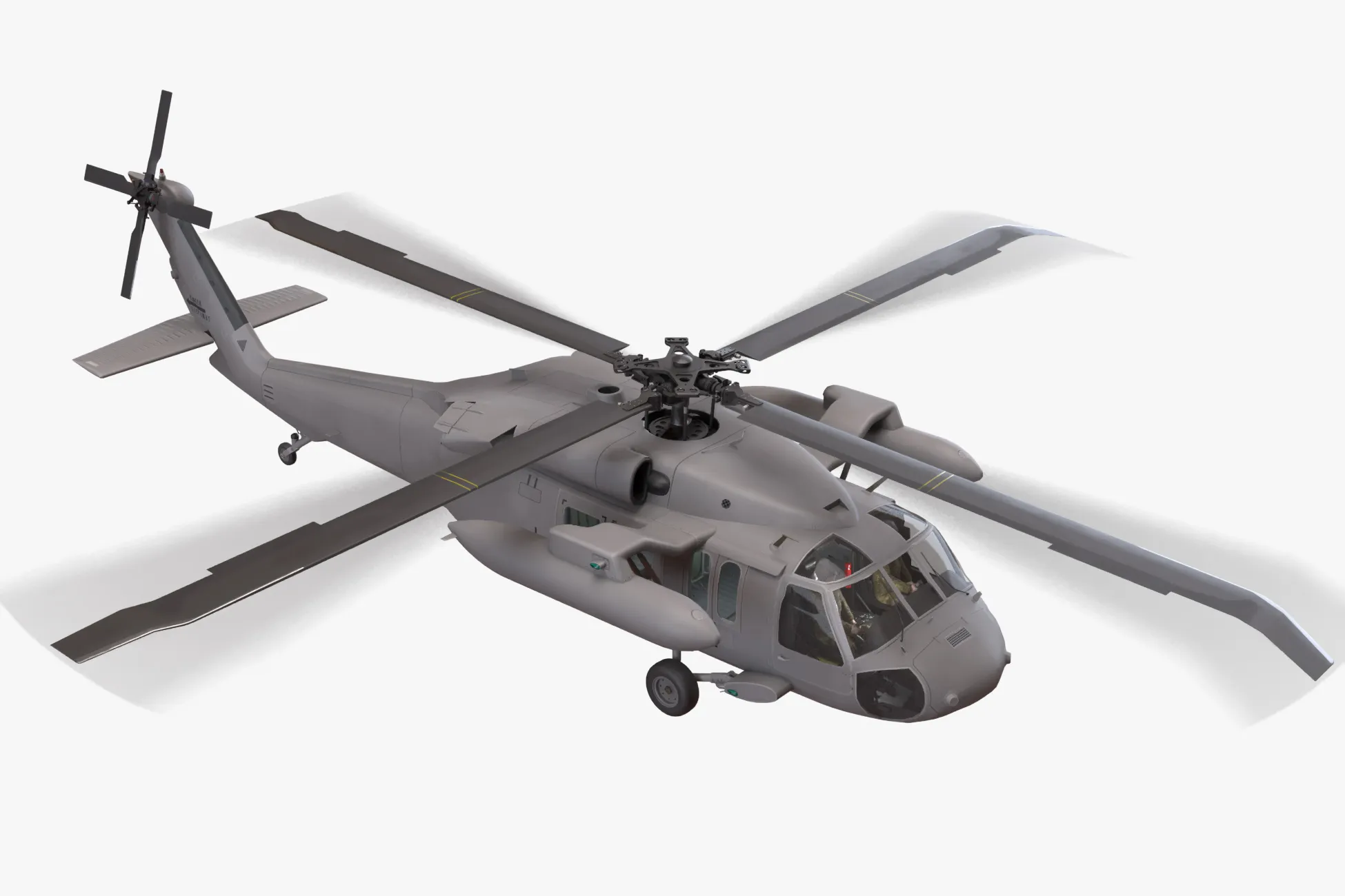 Helicopter UH-60 Black Hawk Grey Livery Complex Animation --38-- 3D Model .c4d .max .obj .3ds .fbx .stl .blend