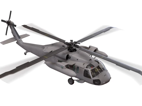 Helicopter UH-60 Black Hawk Grey Livery Complex Animation --38-- 3D Model