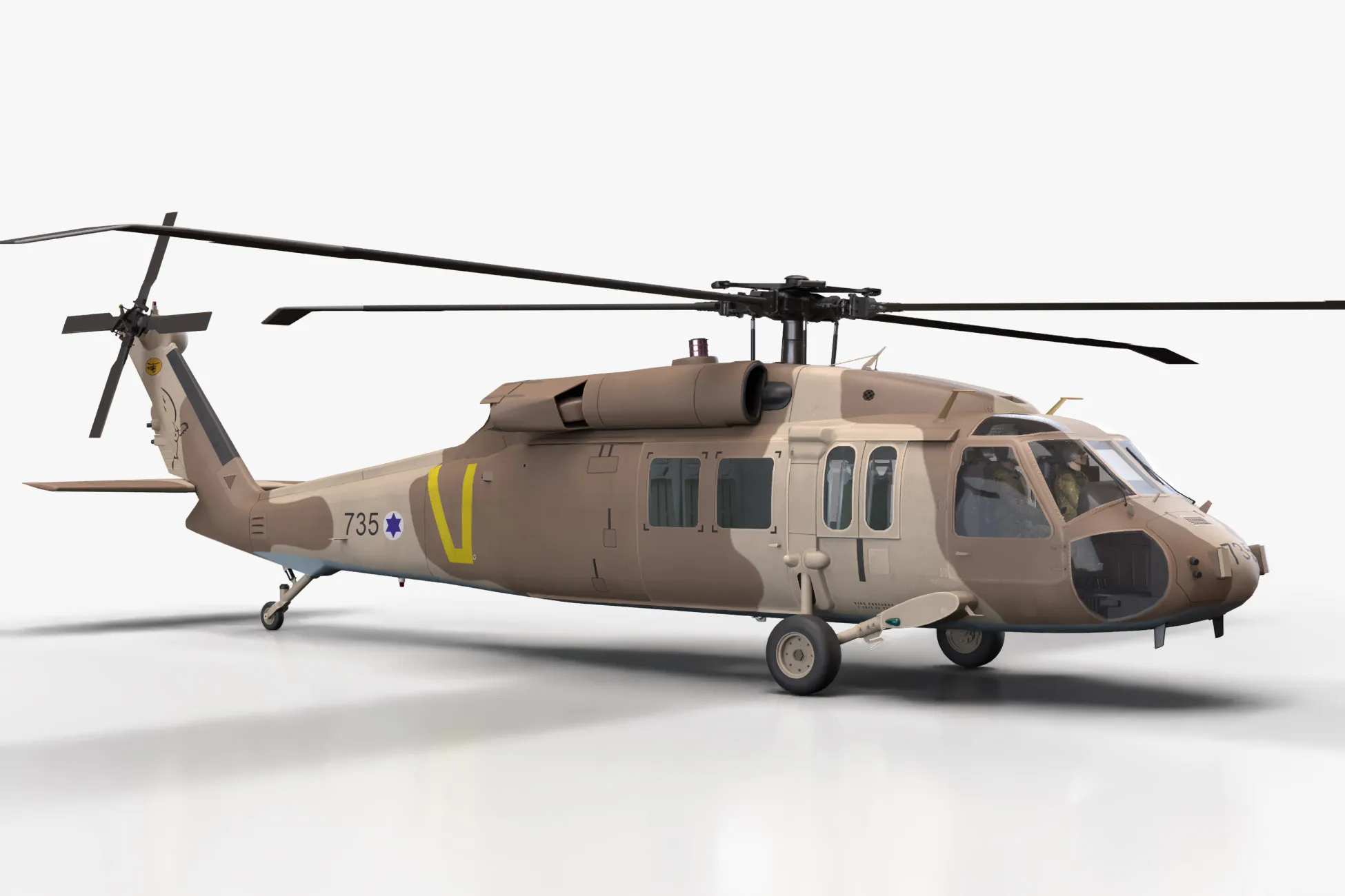 Helicopter UH-60 Israel Yanshuf Basic Animation --39-- 3D Model .c4d .max .obj .3ds .fbx .stl .blend