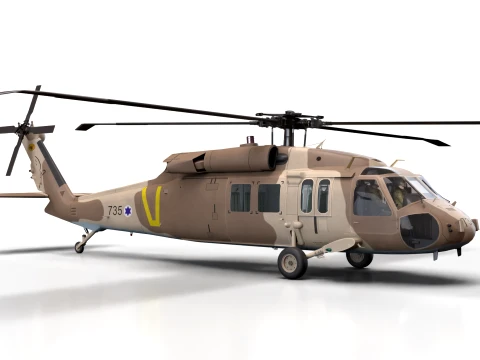 ヘリコプター UH-60 イスラエル ヤンシュフ 基本アニメーション --39-- 3Dモデル