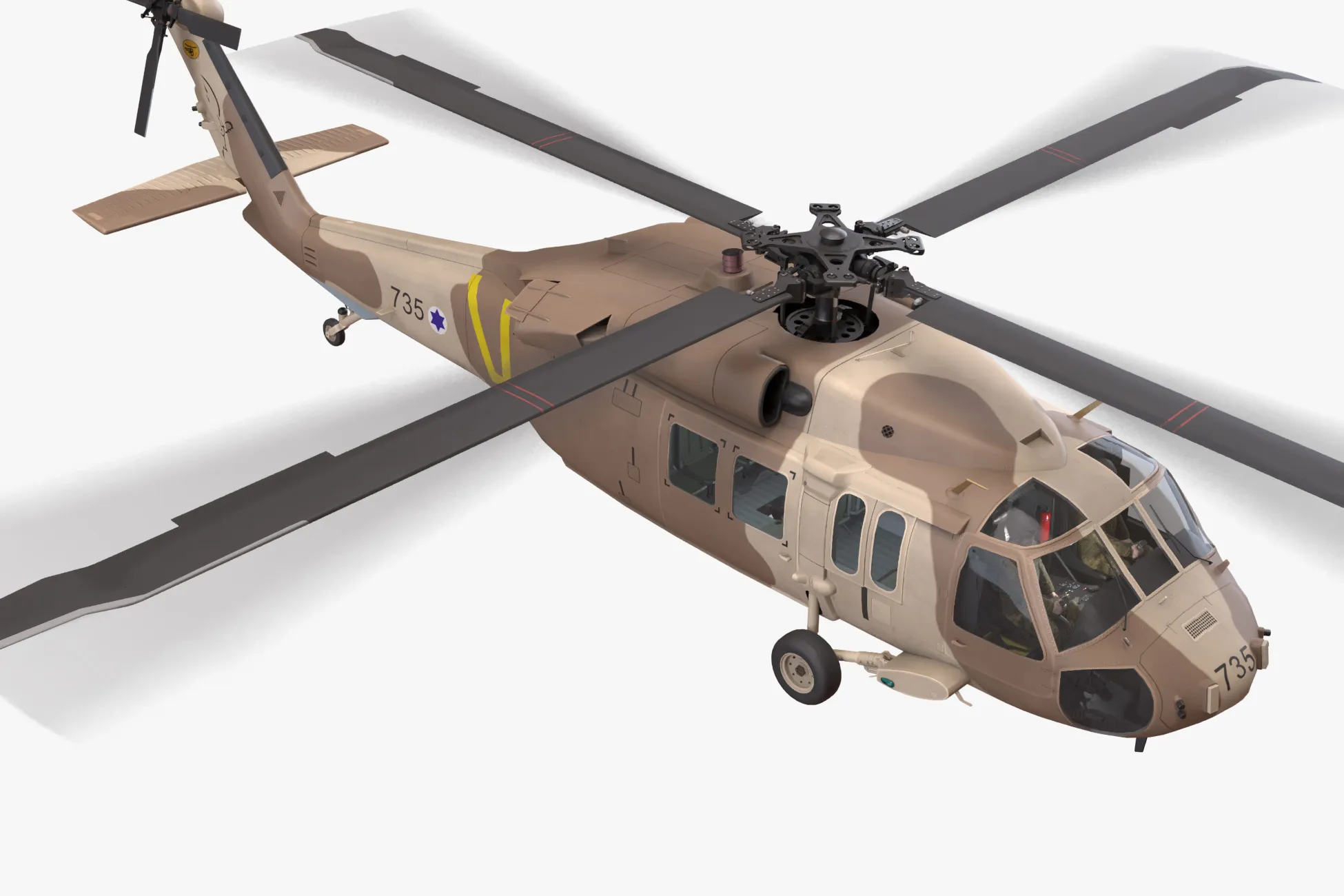Helicopter UH-60 Israel Yanshuf Complex Animation --39-- 3D Model .c4d .max .obj .3ds .fbx .stl .blend 