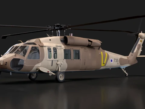 Helicopter UH-60 Israel Yanshuf Complex Animation --39-- 3D Model