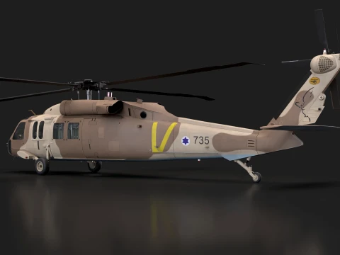 Helicopter UH-60 Israel Yanshuf Complex Animation --39-- 3D Model