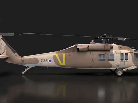 Helicopter UH-60 Israel Yanshuf Complex Animation --39-- 3D Model