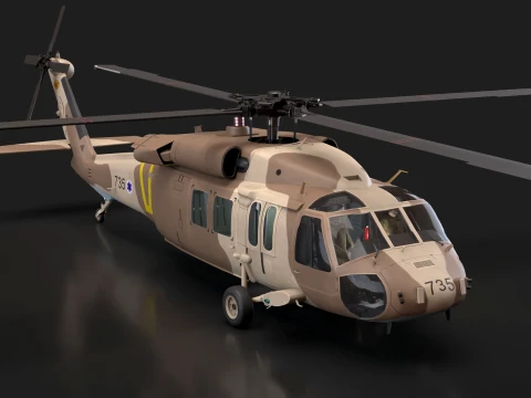 Helicopter UH-60 Israel Yanshuf Complex Animation --39-- 3D Model