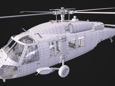 Helicopter UH-60 Israel Yanshuf Complex Animation --39-- 3D Model