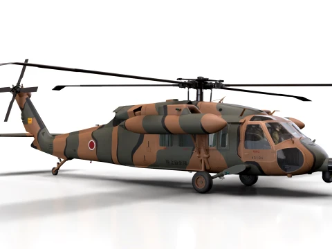 Helicopter UH-60JA Black Hawk Japan Basic Animation --40-- 3D Model