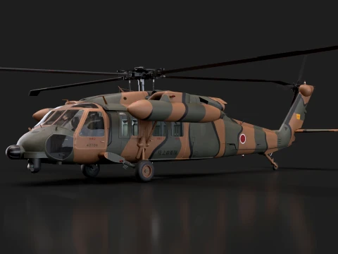 Helicopter UH-60JA Black Hawk Japan Basic Animation --40-- 3D Model
