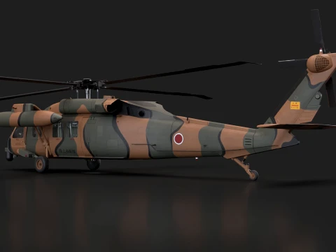 Helicopter UH-60JA Black Hawk Japan Basic Animation --40-- 3D Model