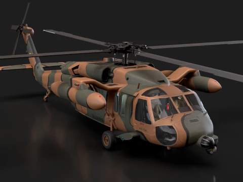 Helicopter UH-60JA Black Hawk Japan Basic Animation --40-- 3D Model