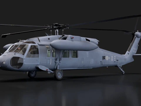 Helicopter UH-60P Korean Air Force Basic Animation --41-- 3D Model