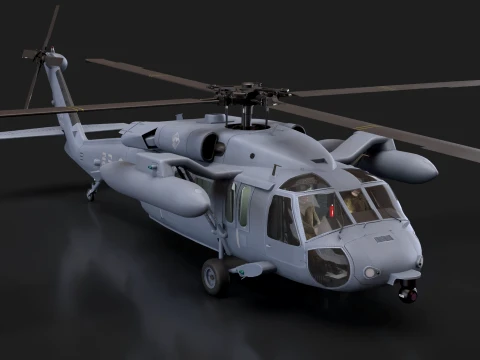 Helicopter UH-60P Korean Air Force Basic Animation --41-- 3D Model