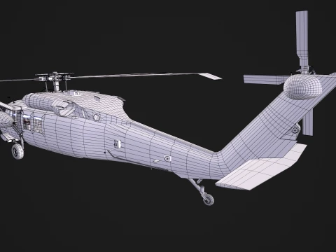 Helicopter UH-60P Korean Air Force Basic Animation --41-- 3D Model