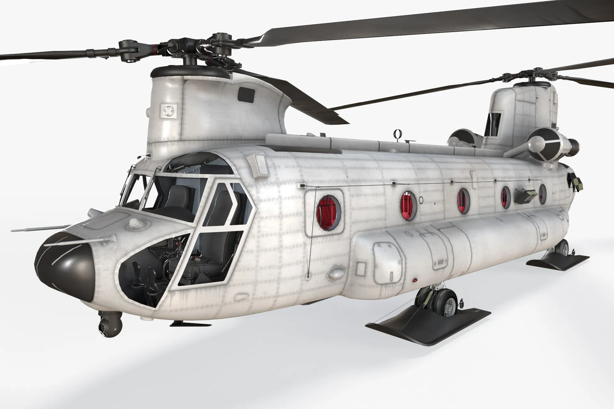 Helicopter CH-47 Chinook Blank Livery Static --13-- 3D Model .c4d .max .obj .3ds .fbx .stl .blend