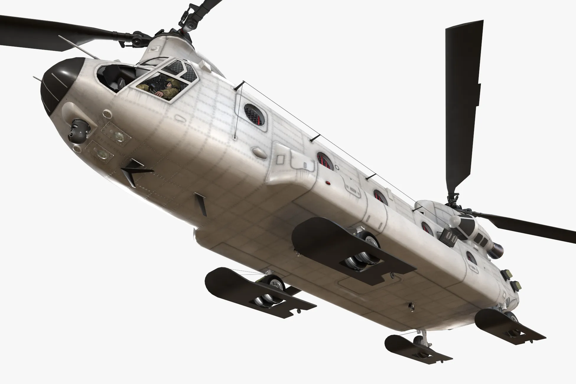 Helicopter CH-47 Chinook Blank Livery Basic Animation --13-- 3D Model .c4d .max .obj .3ds .fbx .stl .blend 
