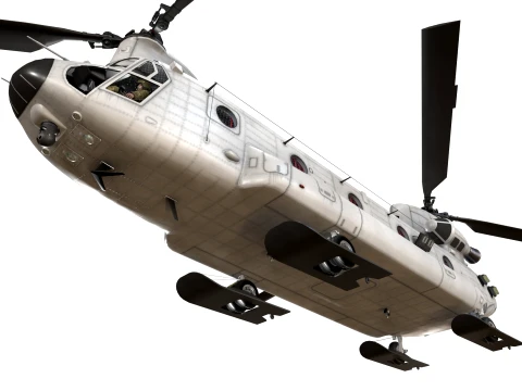 Helicopter CH-47 Chinook Blank Livery Basic Animation --13-- 3D Model