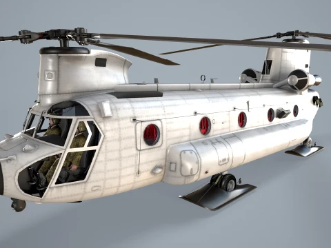Helicopter CH-47 Chinook Blank Livery Basic Animation --13-- 3D Model