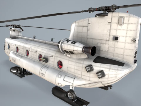 Helicopter CH-47 Chinook Blank Livery Basic Animation --13-- 3D Model