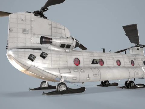 Helicopter CH-47 Chinook Blank Livery Basic Animation --13-- 3D Model