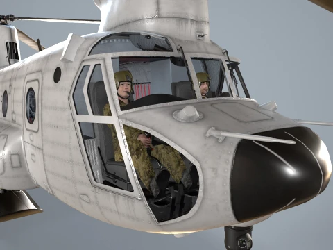 Helicopter CH-47 Chinook Blank Livery Basic Animation --13-- 3D Model