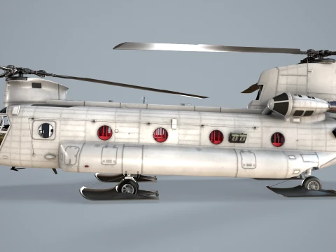 Helicopter CH-47 Chinook Blank Livery Basic Animation --13-- 3D Model