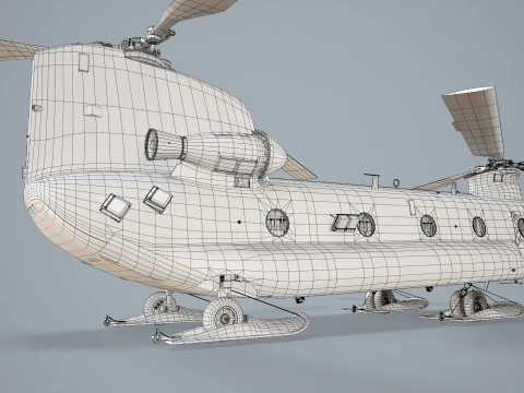 Helicopter CH-47 Chinook Blank Livery Basic Animation --13-- 3D Model