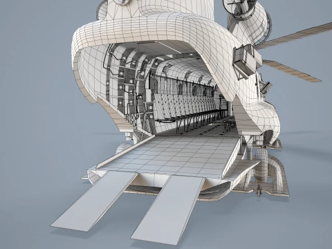 Helicopter CH-47 Chinook Blank Livery Basic Animation --13-- 3D Model