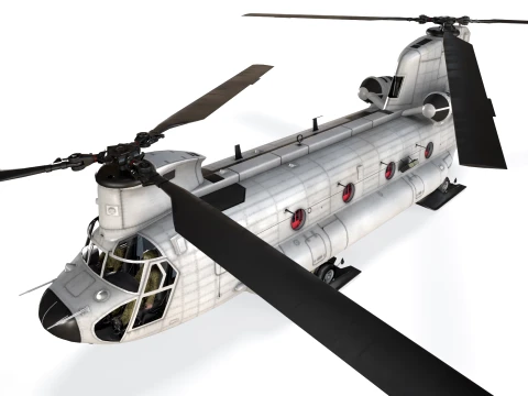 Helicopter CH-47 Chinook Blank Livery Complex Animation --13-- 3D Model