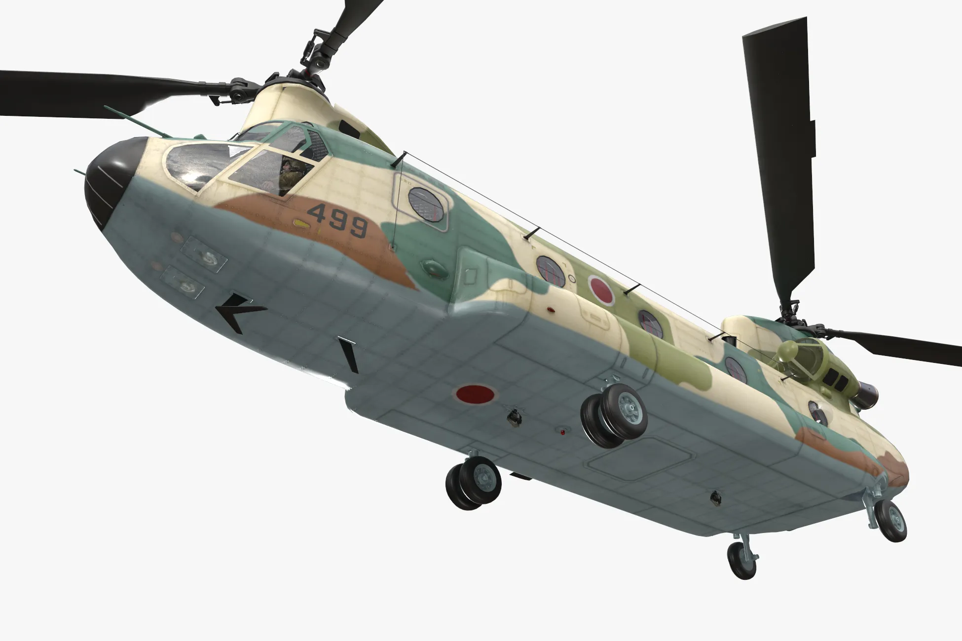 Helicopter CH-47 Chinook Japan Air Self Defense Force Basic Animation --14-- 3D Model .c4d .max .obj .3ds .fbx .stl .blend 