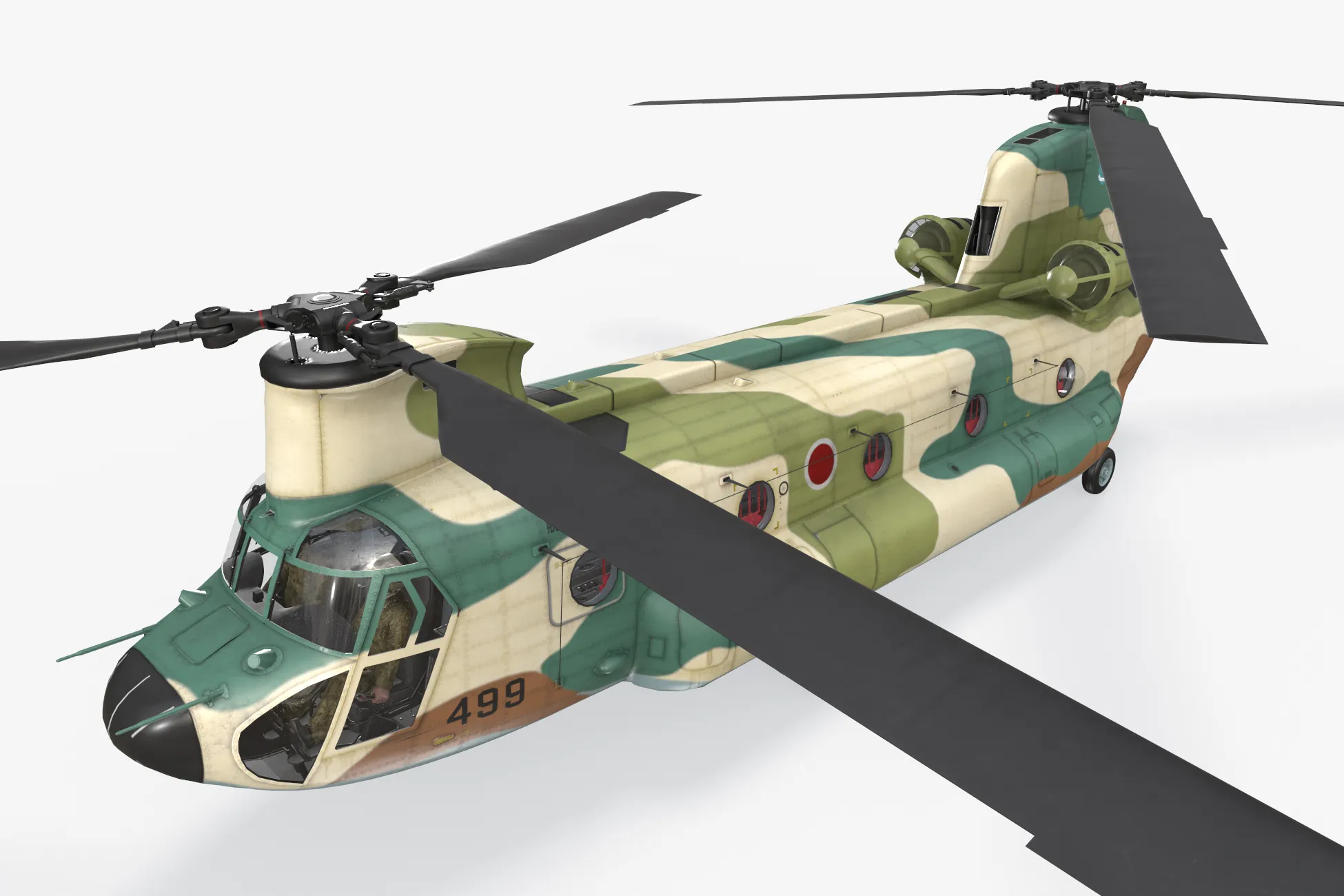 Helicopter CH-47 Chinook Japan Air Self Defense Force Complex Animation --14-- 3D Model .c4d .max .obj .3ds .fbx .stl .blend 