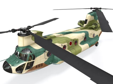 Helicopter CH-47 Chinook Japan Air Self Defense Force Complex Animation --14-- 3D Model