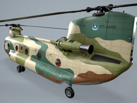 Helicopter CH-47 Chinook Japan Air Self Defense Force Complex Animation --14-- 3D Model