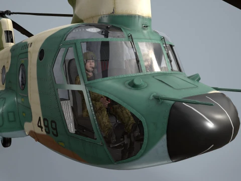 Helicopter CH-47 Chinook Japan Air Self Defense Force Complex Animation --14-- 3D Model