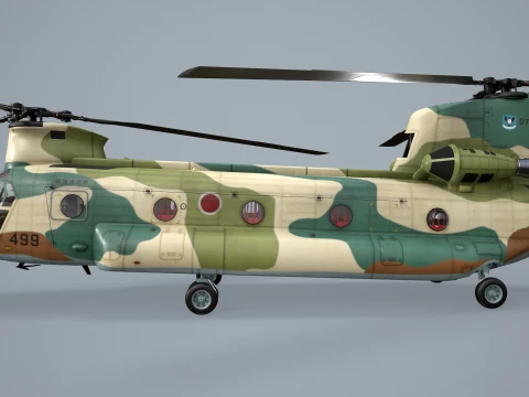 Helicopter CH-47 Chinook Japan Air Self Defense Force Complex Animation --14-- 3D Model