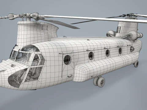 Helicopter CH-47 Chinook Japan Air Self Defense Force Complex Animation --14-- 3D Model