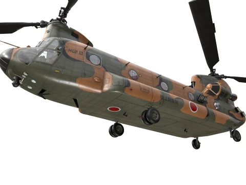 Helicopter CH-47 Chinook Japan Ground Self Defense Force Basic Animation --15-- 3D Model